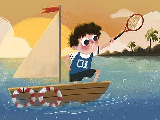 乘风破浪的崽（个人主页-ZNDkxNDM2OTI=） - 儿童插画 - 站酷设计师喵抓饭原创素材 - 站酷ZCOOL