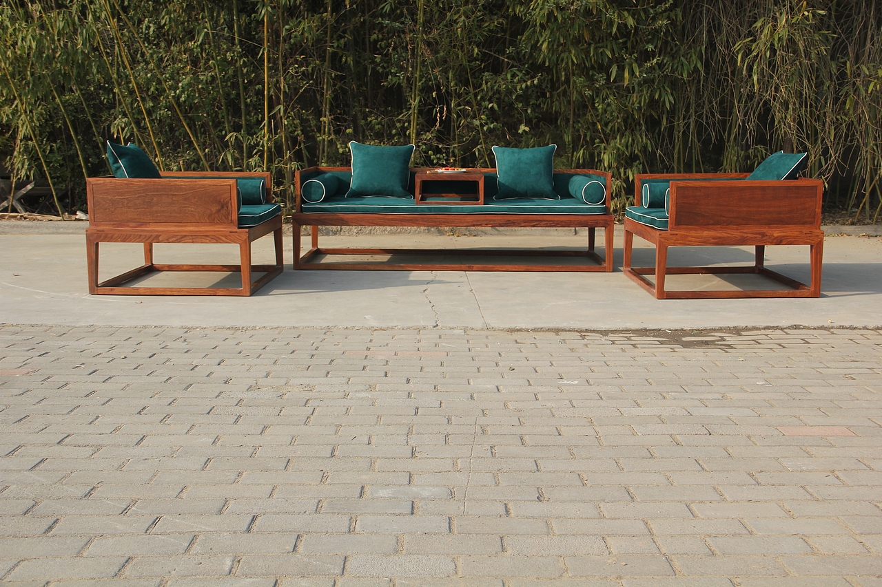 非洲草花梨罗汉床+禅椅三件套（图ZMTQ4NTU4MjQ0） - 生活用品 - 站酷设计师lishengkai2013原创素材 - 站酷ZCOOL