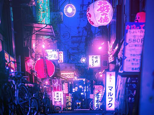 赛博朋克夜景调色练习