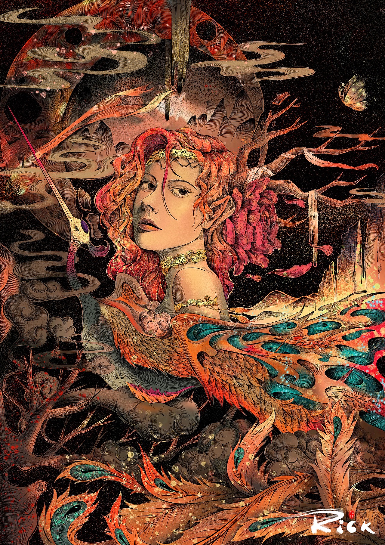 原创系列插画-《荆棘鸟》（图ZODkwMDQ3NDg=） - 创作习作 - 站酷设计师RICK迁原创素材 - 站酷ZCOOL