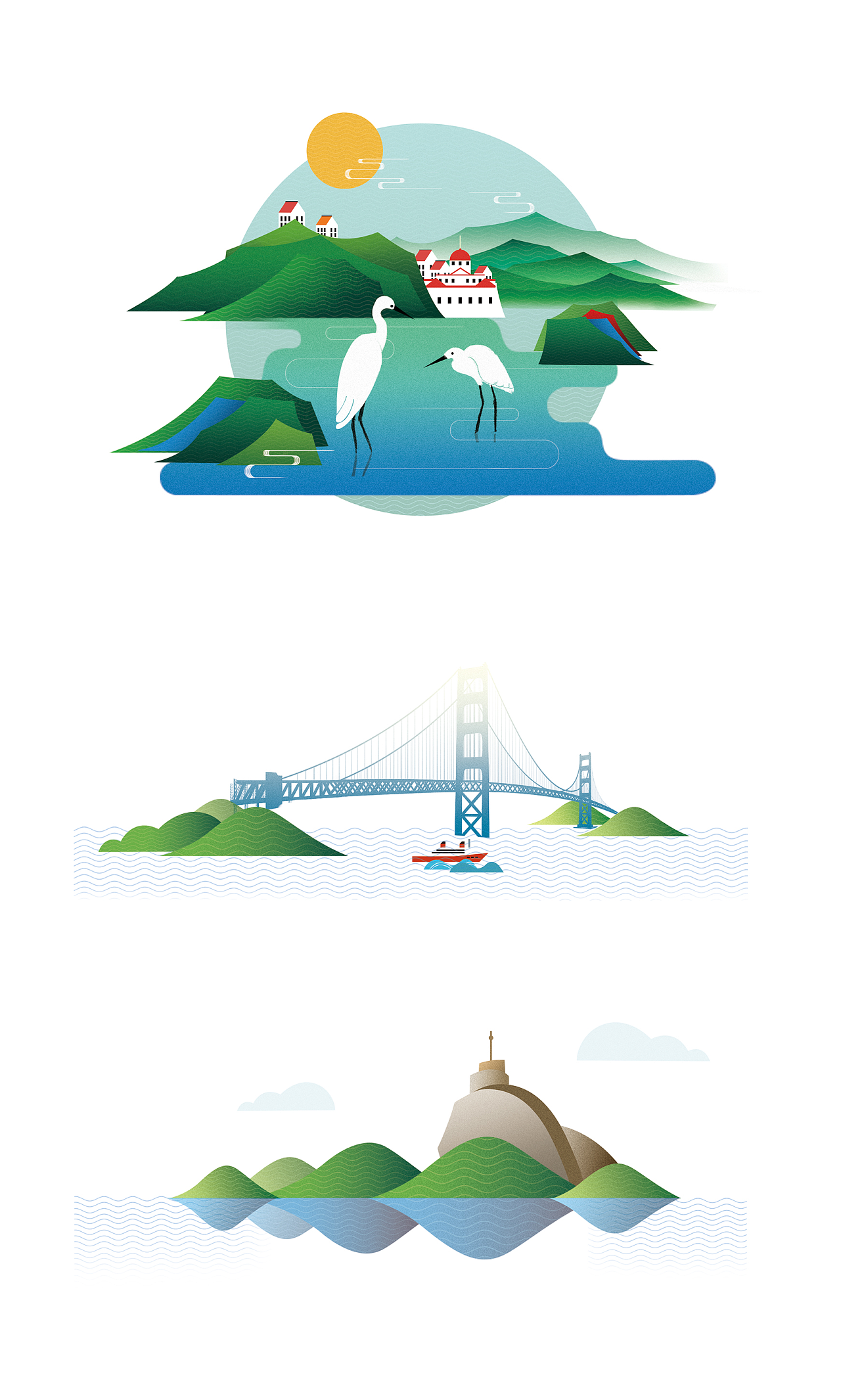 在帮一本画册做的商业插画 都是关于厦门的