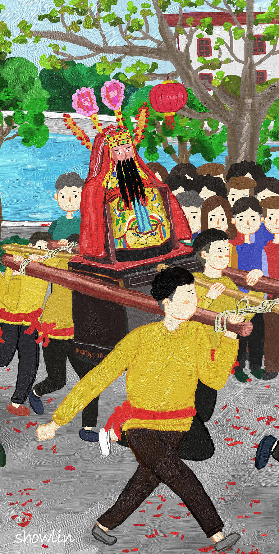潮汕民俗·正月初十·营老爷|插画|商业插画|showlin_原创作品-站酷