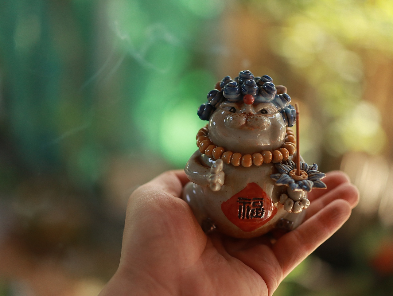 原创景德镇佛猫送佛手工陶瓷茶宠手办