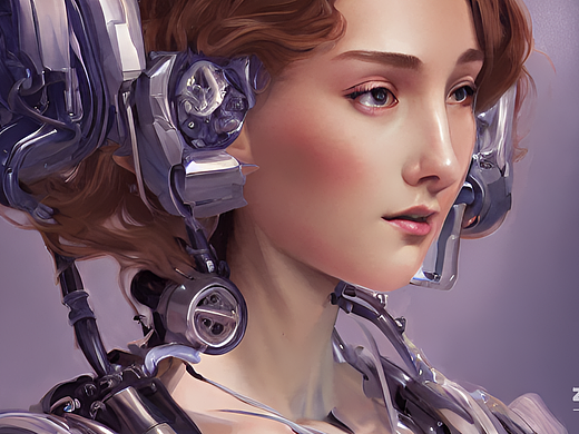 #AI创作实验室#机械少女，生物科技，高度详细的，数字