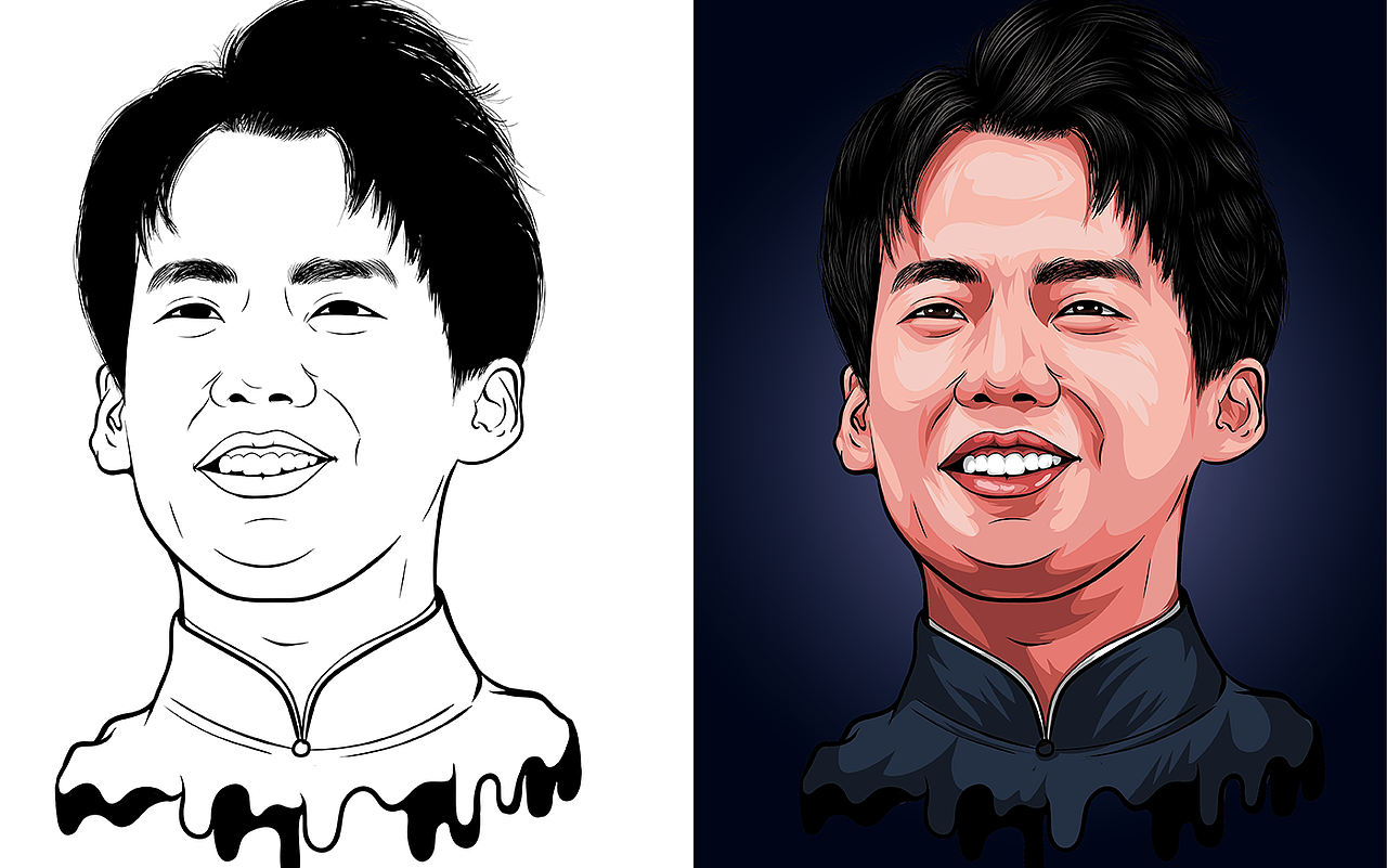 手绘AI矢量插画头像,近期练习作品,请多赐教!