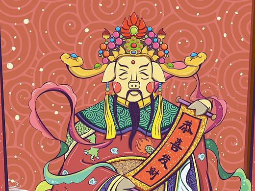 猪年新年插画设计