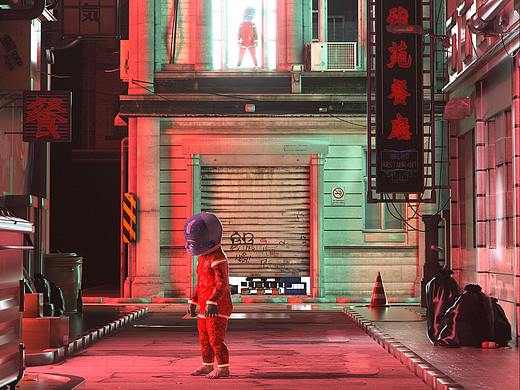 C4D作品-街道渲染（含人物模型）
