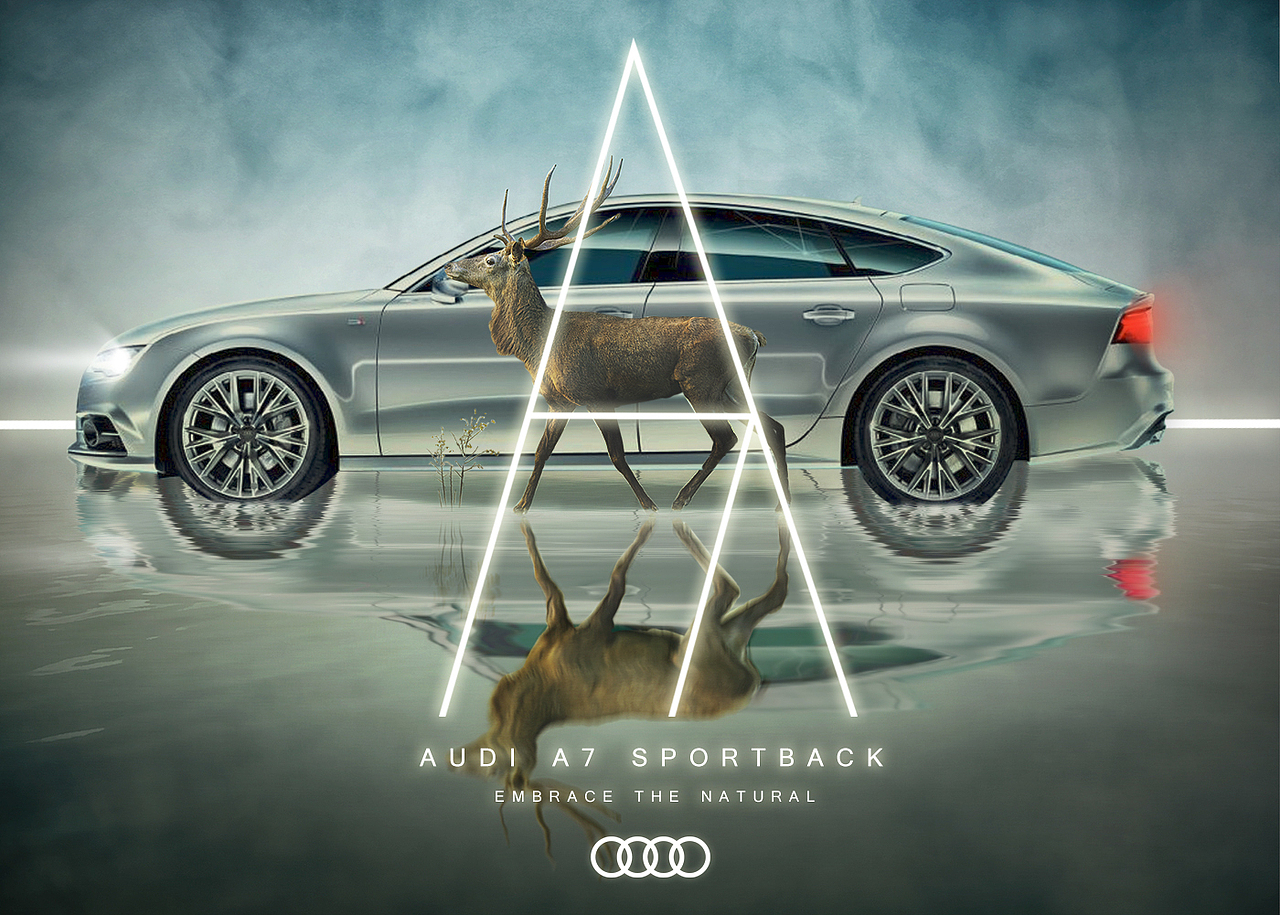 拥抱自然-Audi A7（图ZNjMzMTU5NzI=） - 海报 - 站酷设计师小不列颠_原创素材 - 站酷ZCOOL
