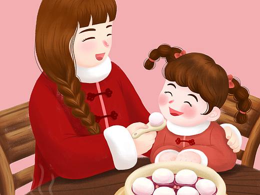 正月十五元宵节吃汤圆 妈妈的温馨陪伴 手机海报
