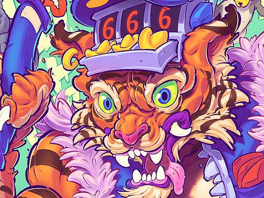 《照虎画猫》——生肖系列插画