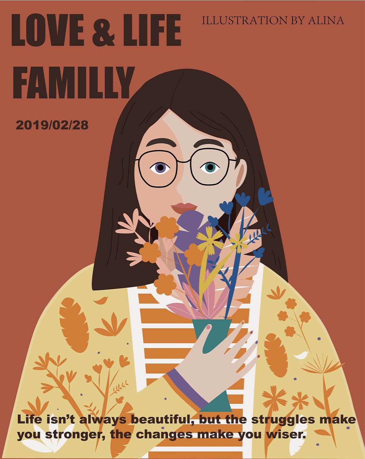 杂志封面插画（图ZMTQ3MjYxMDA4） - 商业插画 - 站酷设计师Alina白白原创素材 - 站酷ZCOOL