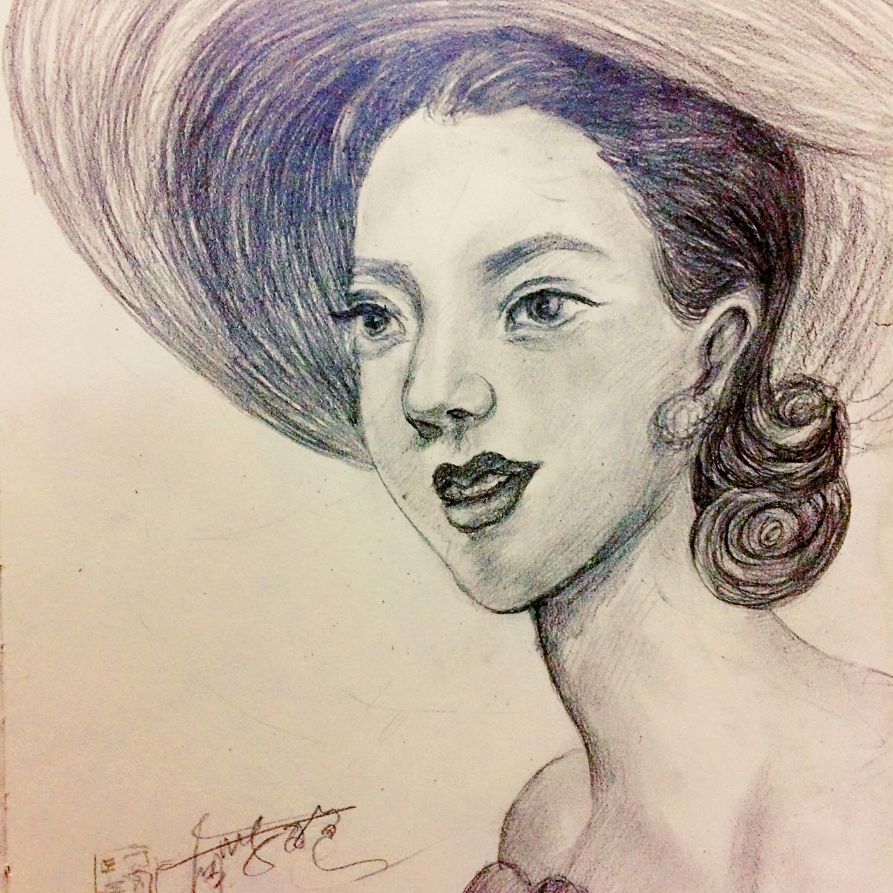 戴帽子的女神|纯艺术|速写|haiy107 - 原创作品 - 站酷 (zcool)