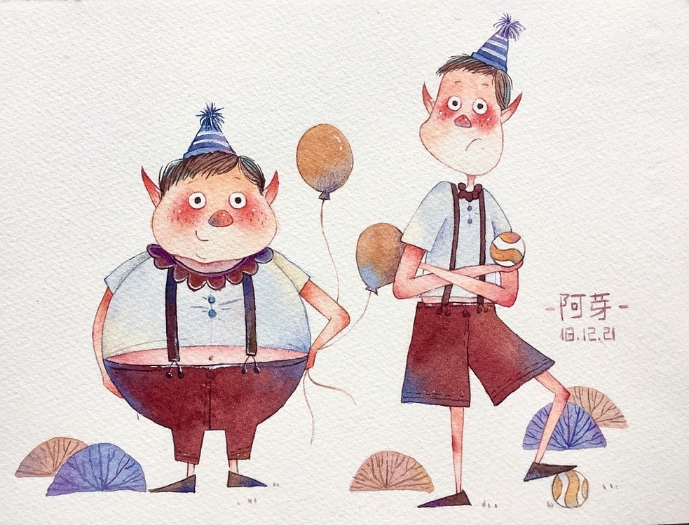 两个大精灵（图ZMTQzMTkyMzgw） - 儿童插画 - 站酷设计师阿芽Y原创素材 - 站酷ZCOOL