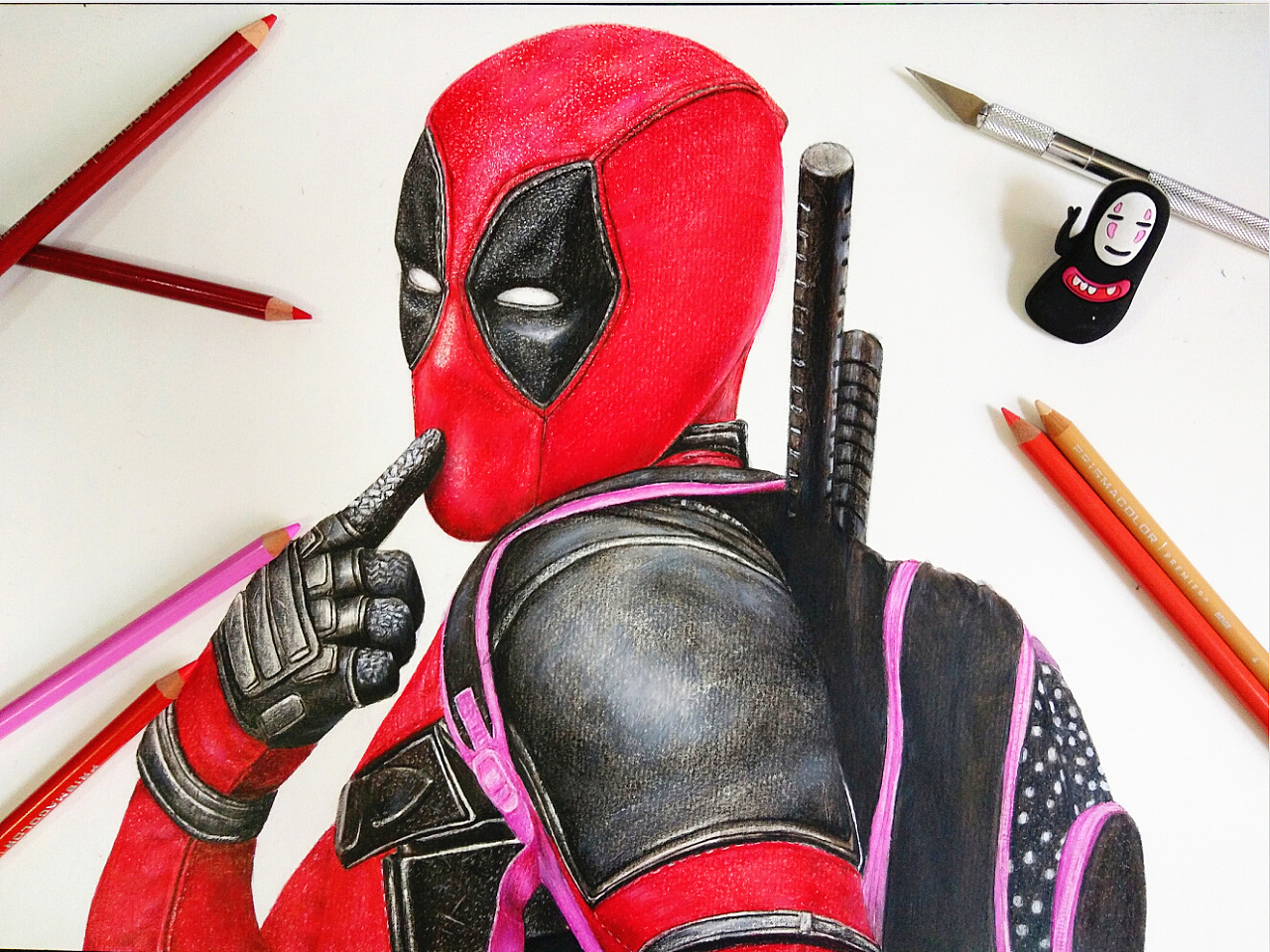 骚无敌-----彩铅绘制死侍|纯艺术|绘画|dream_in - 原创作品 - 站酷