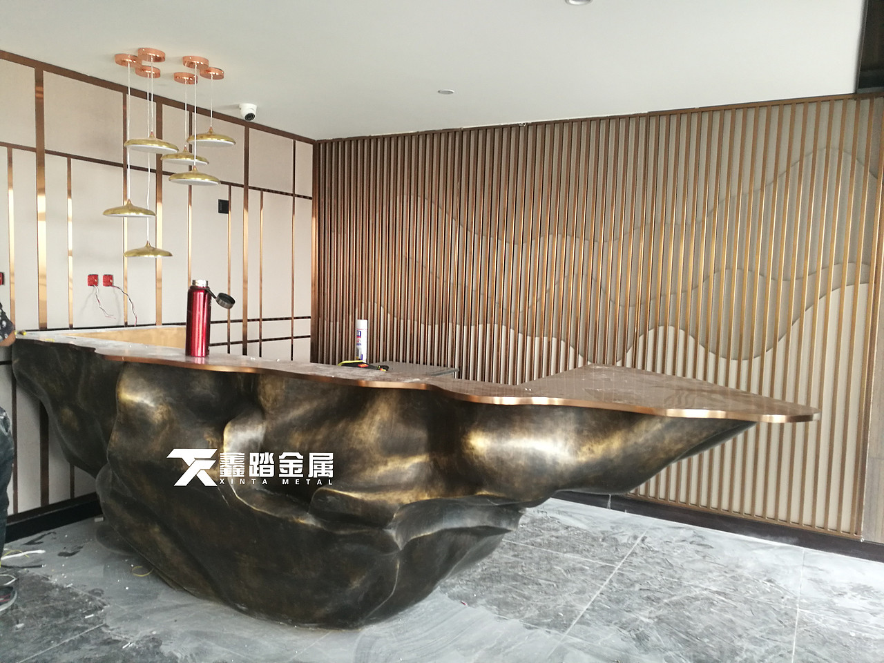 商业大厦创意造型不锈钢水吧台写字楼大堂不锈钢服务台