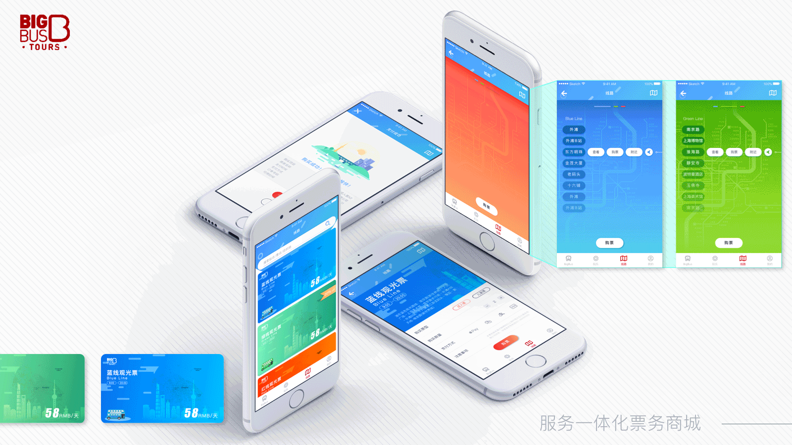 BIG BUS 观光巴士智慧城市旅游APP UI设计