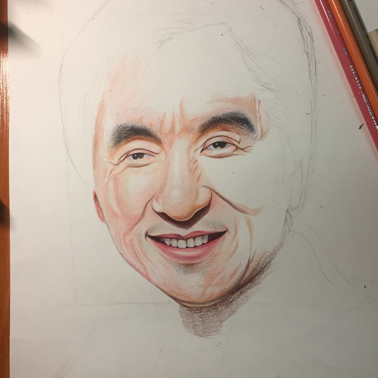 彩铅～成龙(jackie chan)|插画|艺术插画|kerwin24_原创作品-站酷