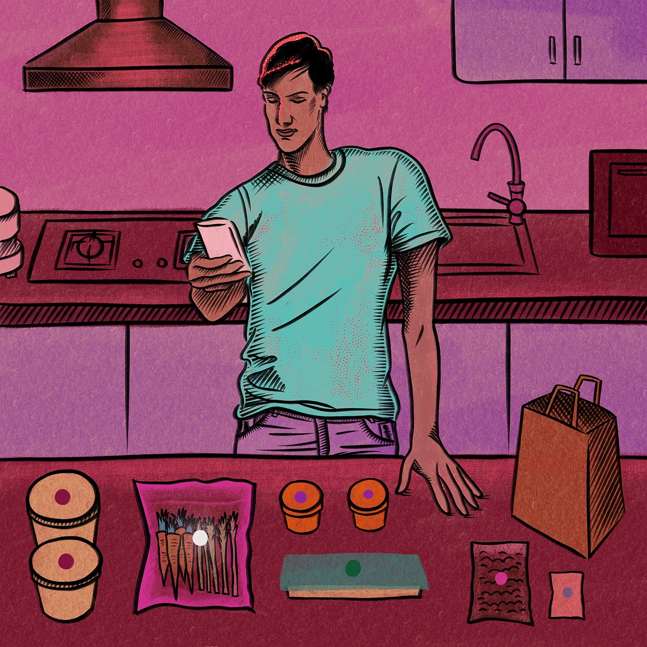 CooKit 上海高档餐厅食物外送商业插画（图ZMjU2NDEwMjA0） - 商业插画 - 站酷设计师Chabuuuuu原创素材 - 站酷ZCOOL