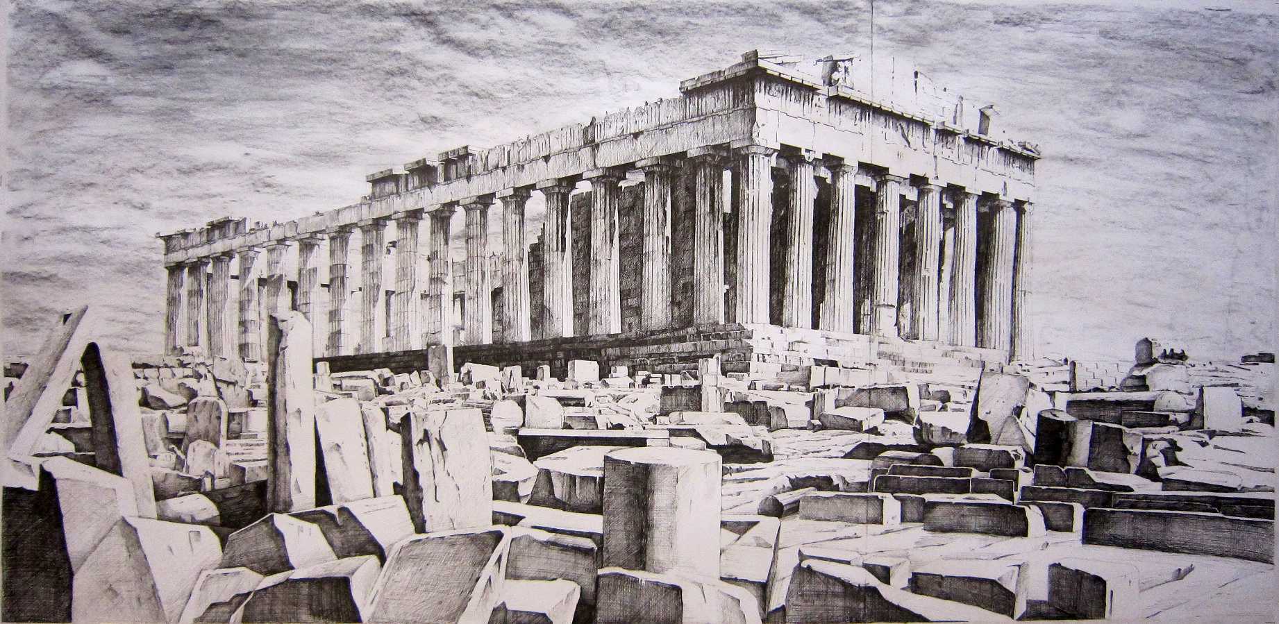 古希腊建筑素描图片