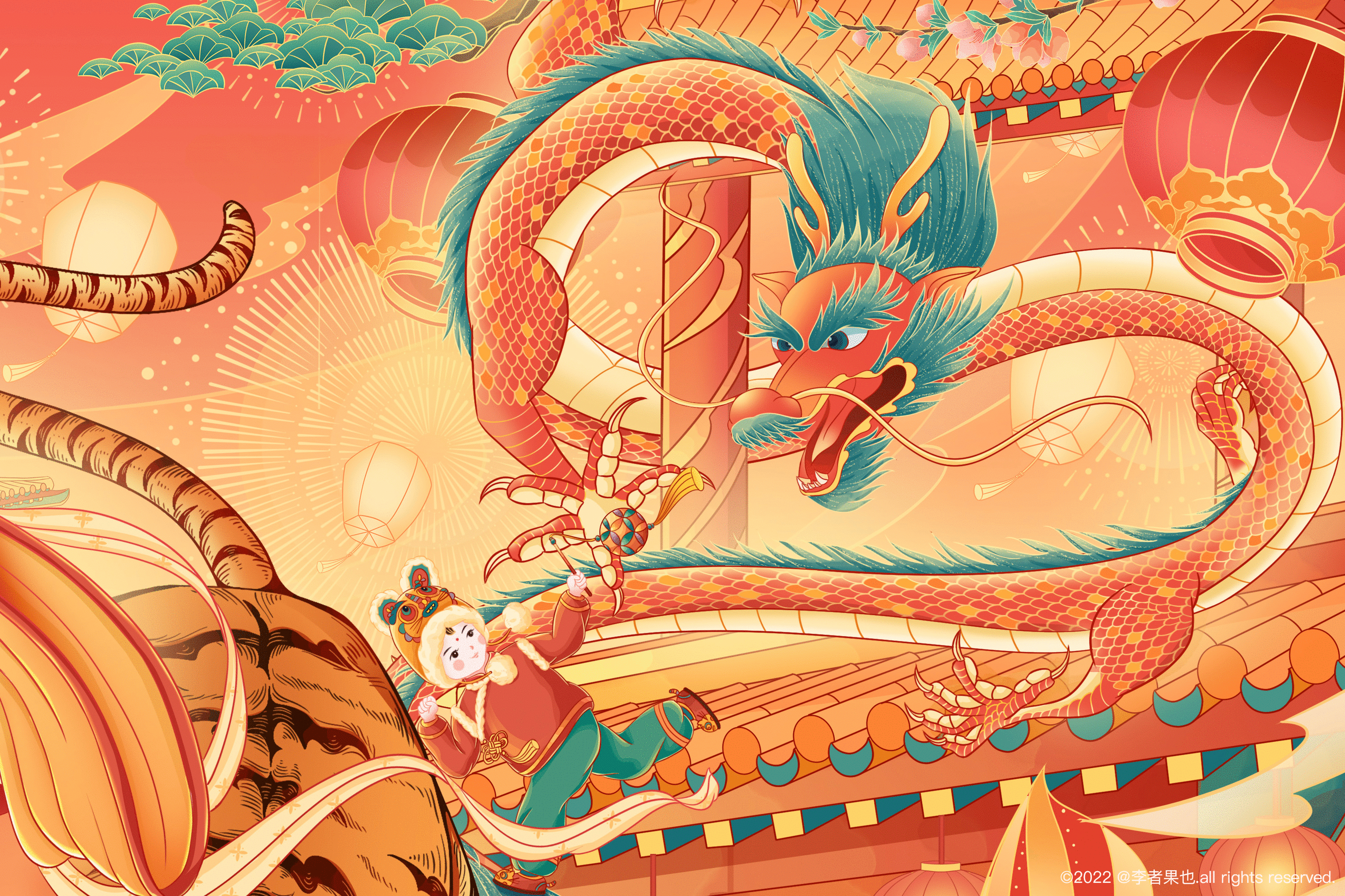 福虎迎春-新年贺图（图ZMjg0ODA3OTA4） - 商业插画 - 站酷设计师李者果也原创素材 - 站酷ZCOOL