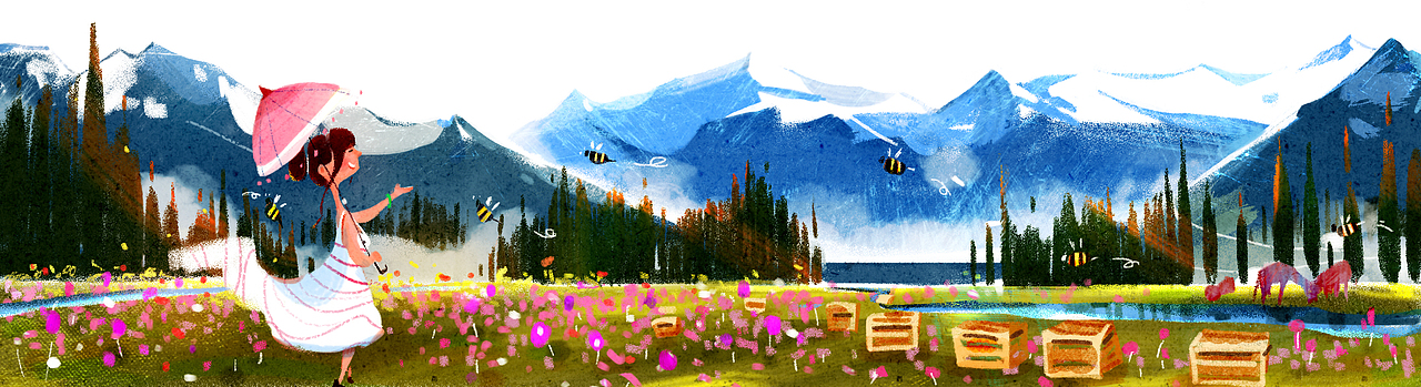 朵悠悠－蜂蜜包装插画（图ZMzY1ODg1MzI=） - 商业插画 - 站酷设计师肖楚杰Jasper原创素材 - 站酷ZCOOL