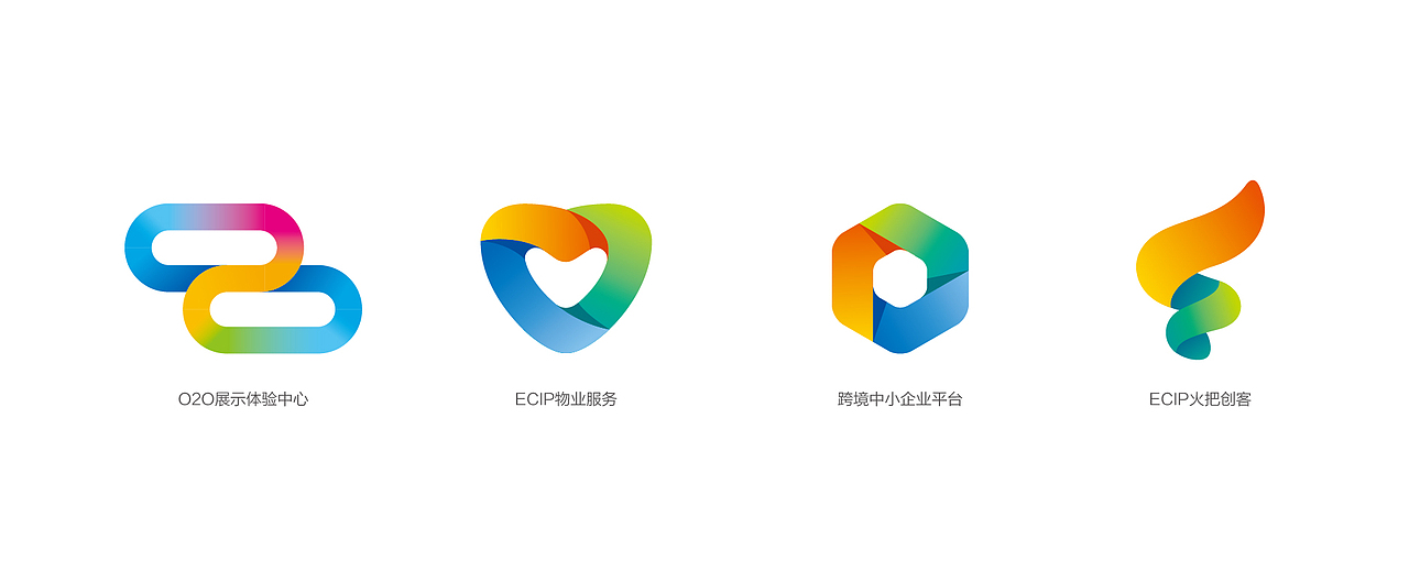 产业园板块标志设计,与主体标志形态相得益彰,包含了各个分支功能的独特属性彰显了不同个性,同时增强了亲和力,展现产业园清新靓丽的一面。