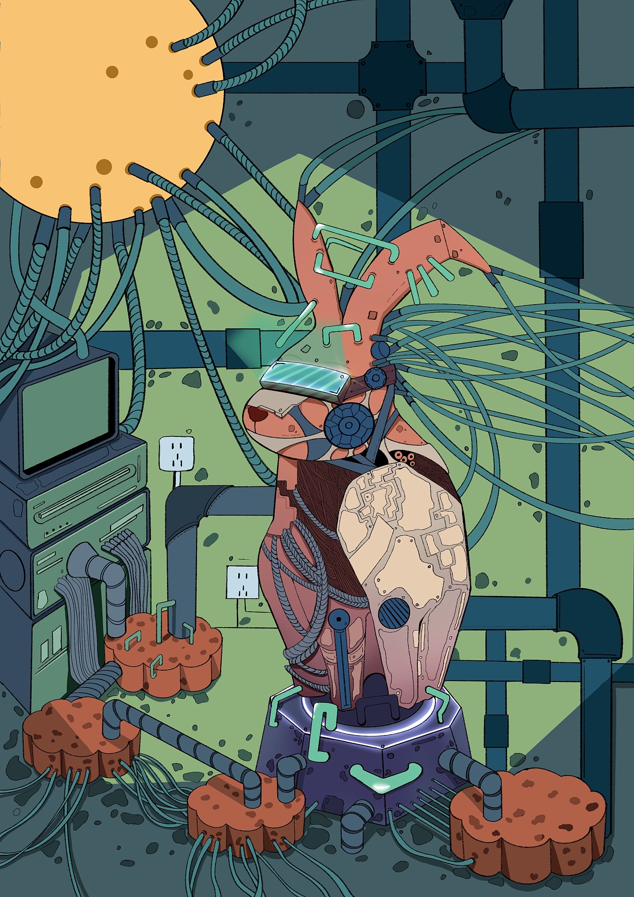 赛博朋克机械中秋|插画|商业插画|memoryloss - 原创作品 - 站酷