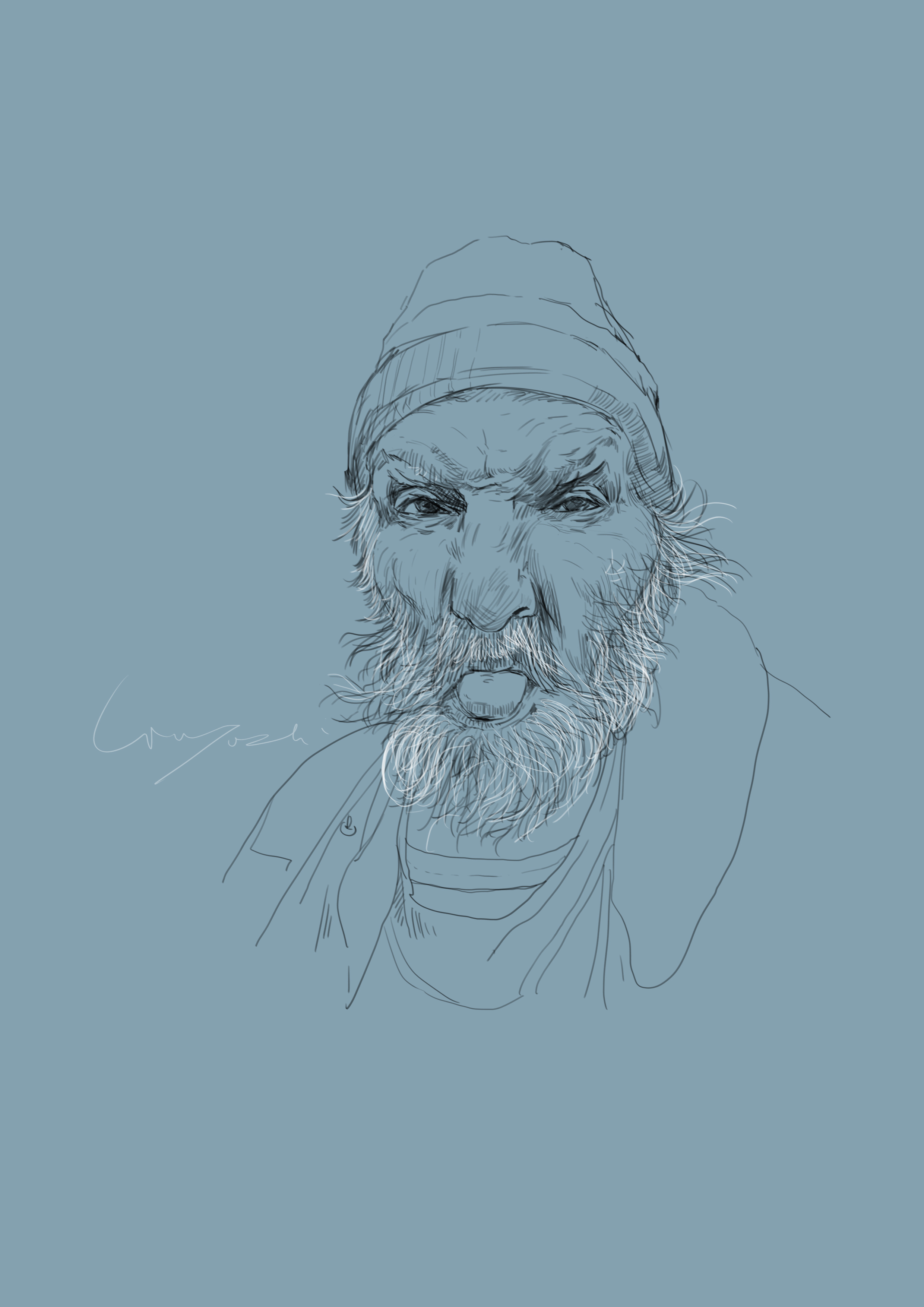 有一个长的胡子的老人充满在灰色背景的悲伤 库存图片. 图片 包括有 行家, 纵向, 工作室, 成人, 男人 - 149604043