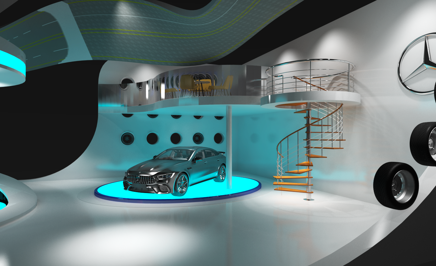 奔驰车展厅设计|space|stage design|蓝色的榴莲_Original作品-站酷(ZCOOL)