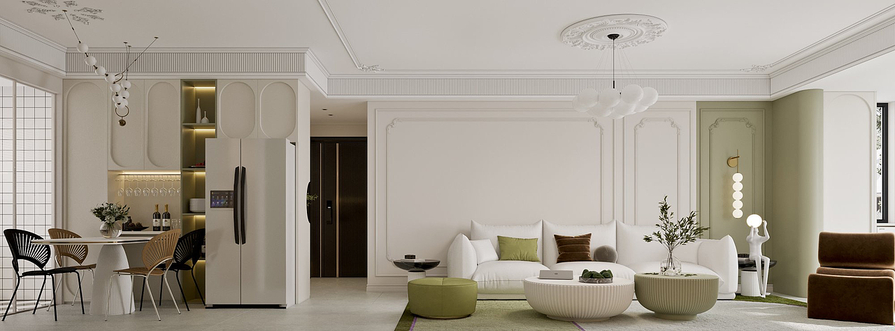 轻法式三居室效果案例