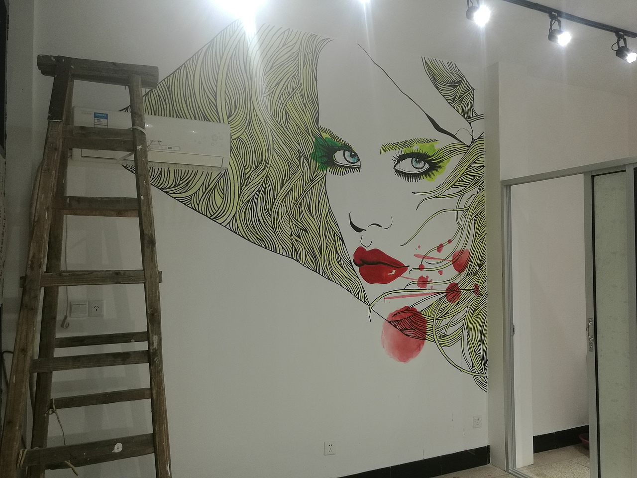 美容店墙绘墙画彩绘