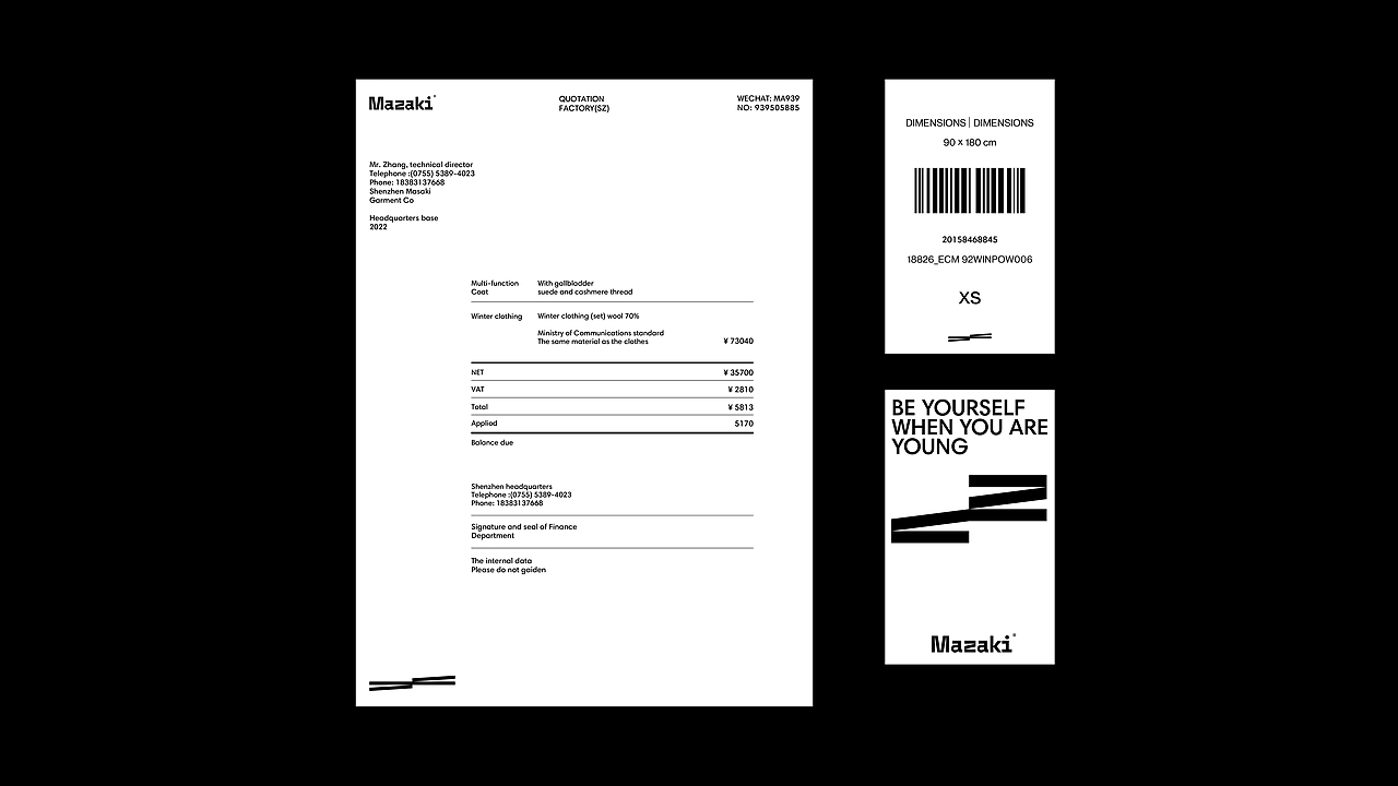 原创服装品牌设计 MAZAKI