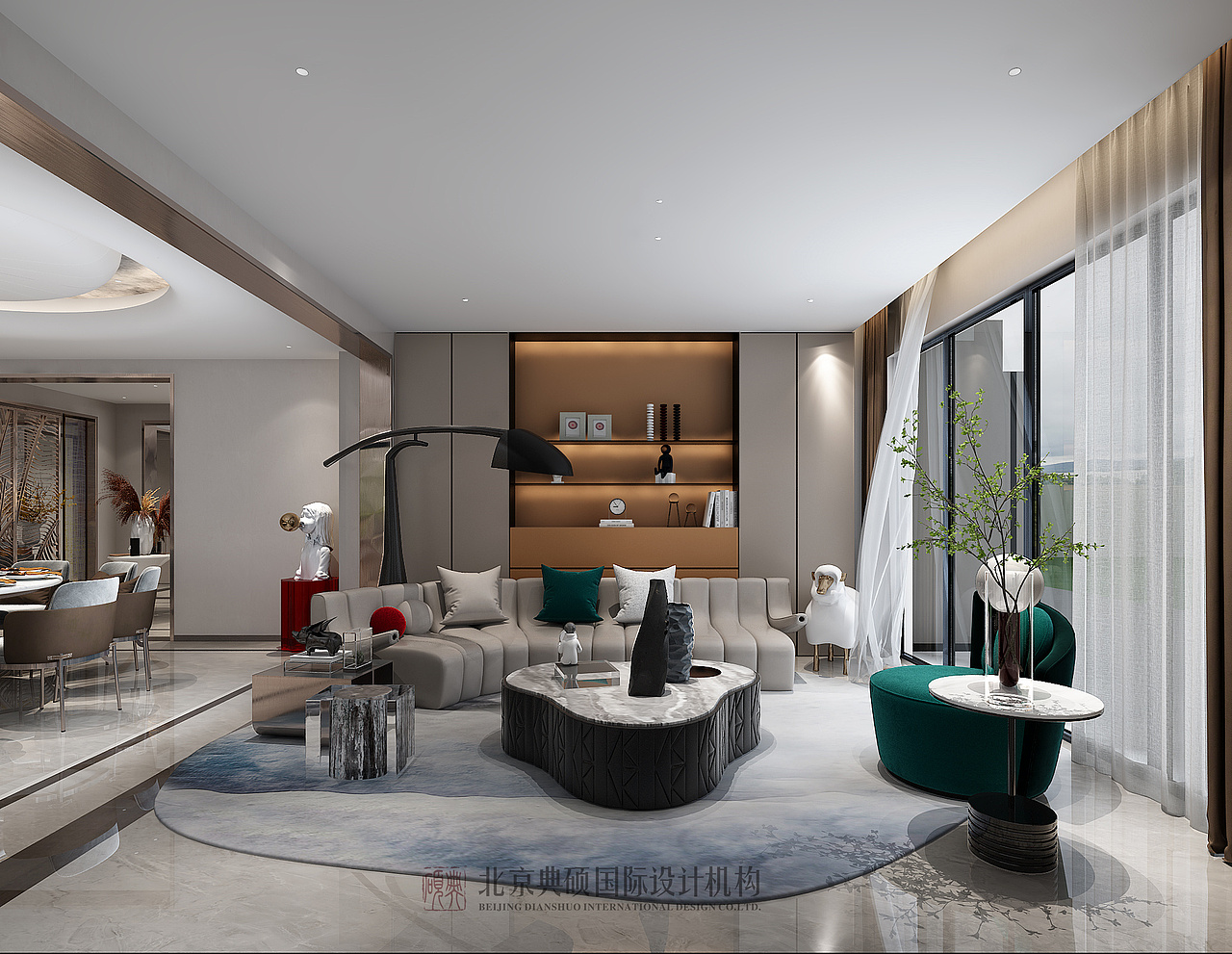 保利公园500㎡现代轻奢风格别墅装修效果图