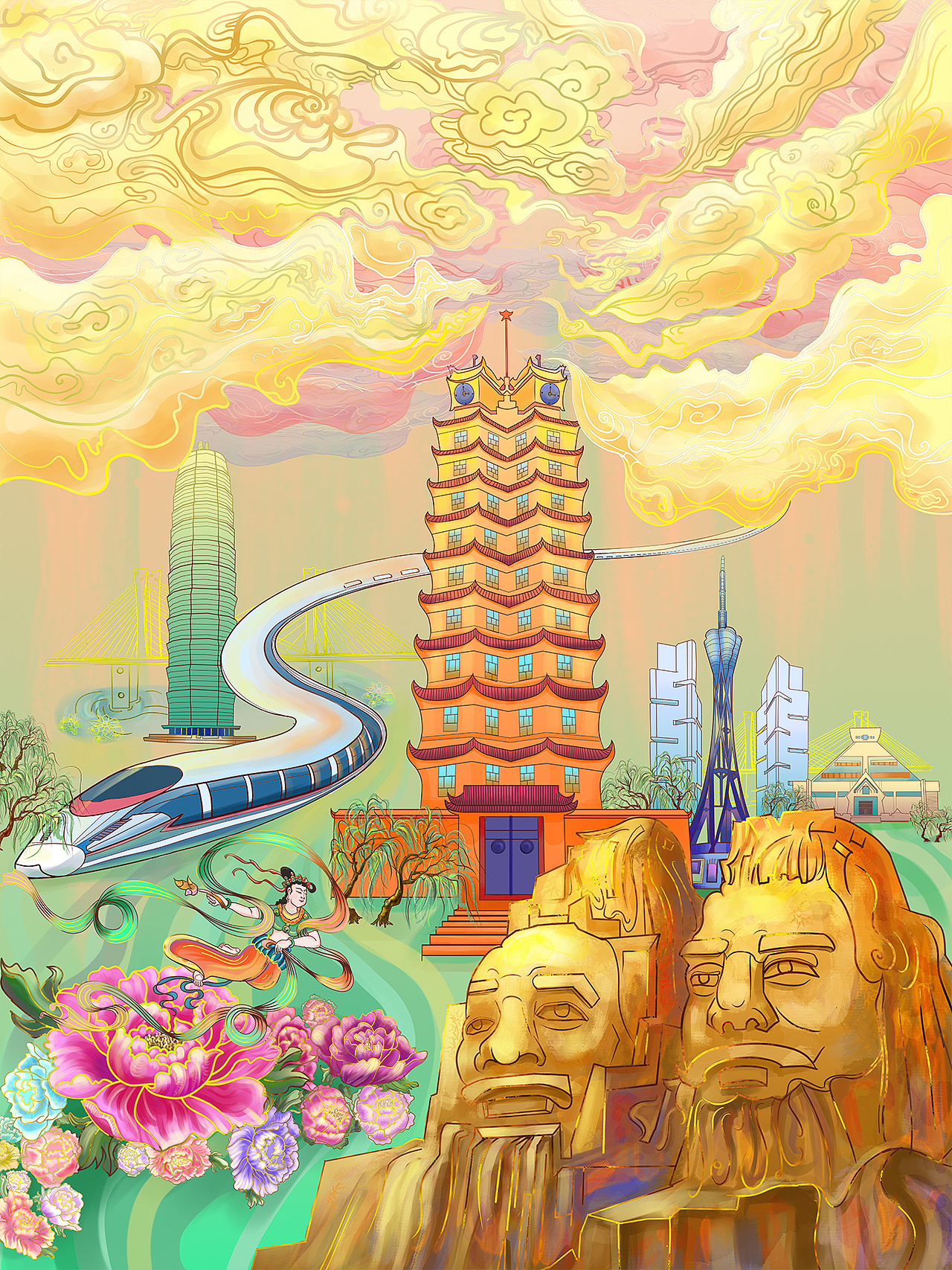 郑州宣传商业插画（图ZMjY2NDY1MDEy） - 商业插画 - 站酷设计师哗哗CJH原创素材 - 站酷ZCOOL