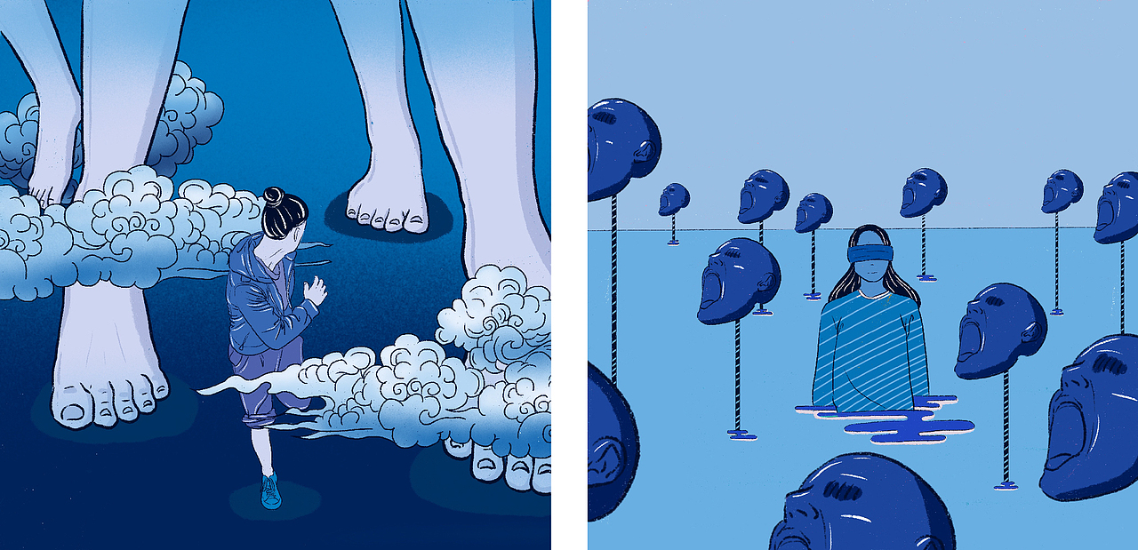 日子和我都很难过--抑郁症主题插画