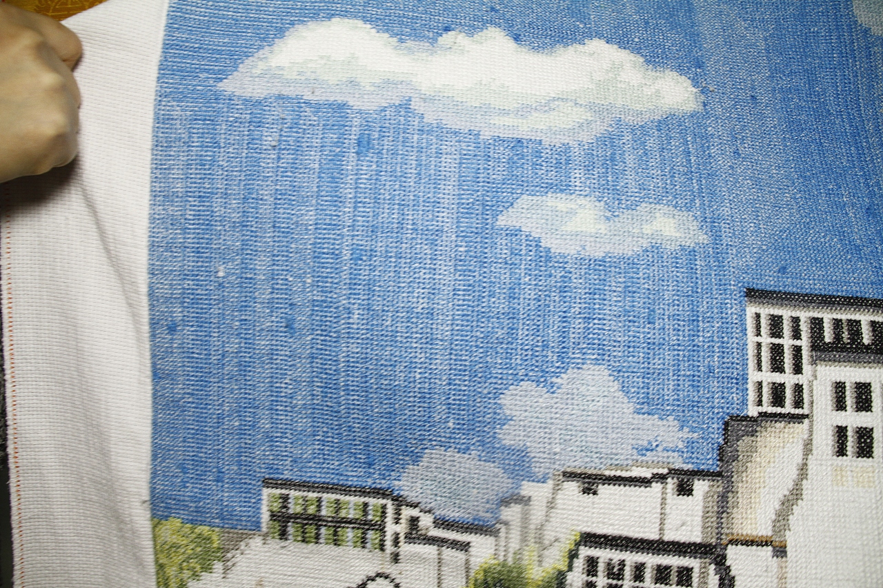 手工传统刺绣十字绣布达拉宫长卷宏伟建筑装饰艺术