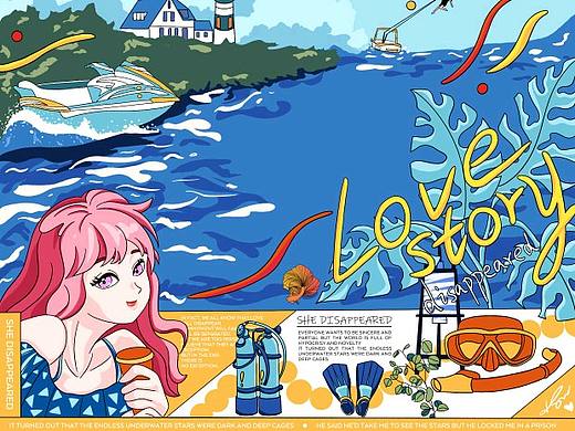 海边的女孩-复古潮流风格插画(个人主页-ZNjYwNTk3NTI=) - 商业插画 - 站酷设计师FairyNuyoah原创素材 - 站酷ZCOOL