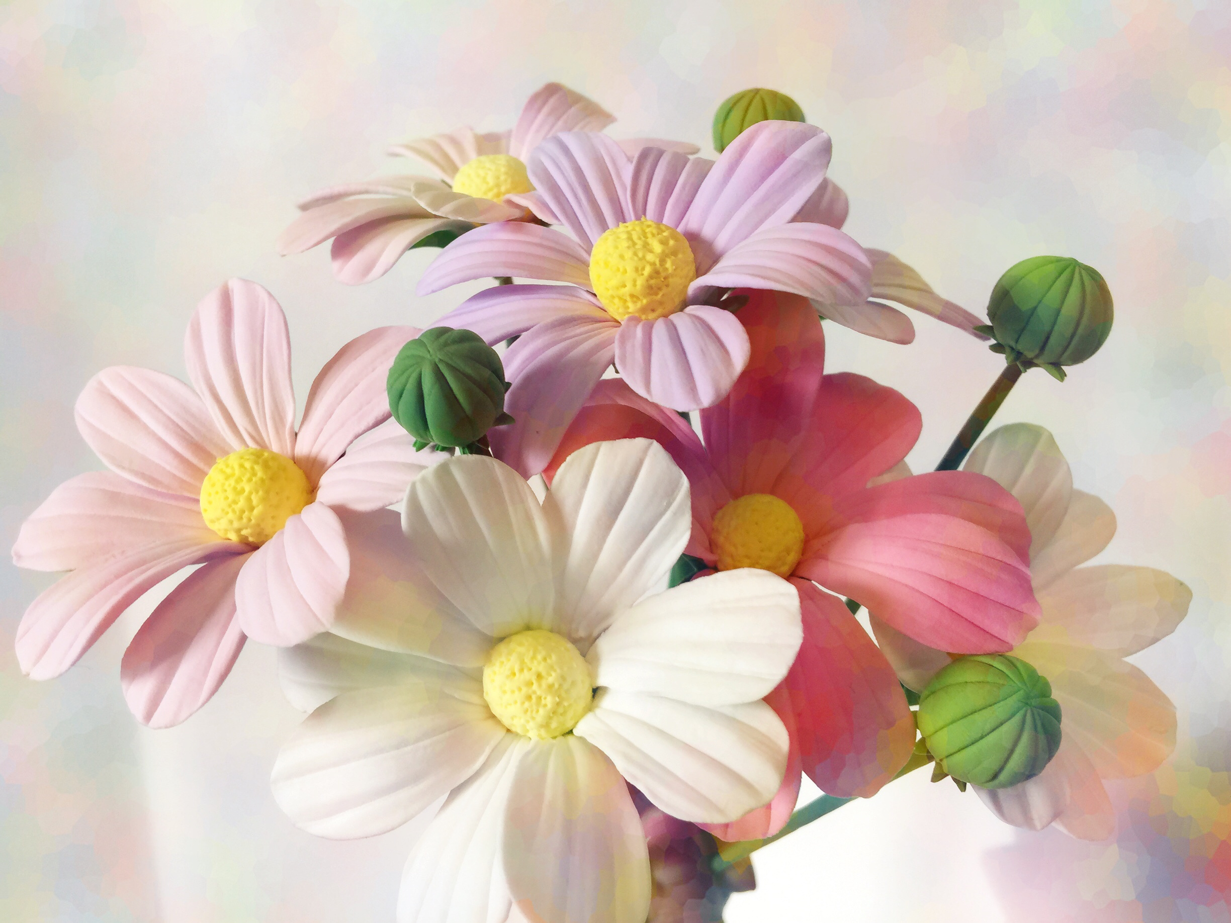 黏土浮雕画花艺