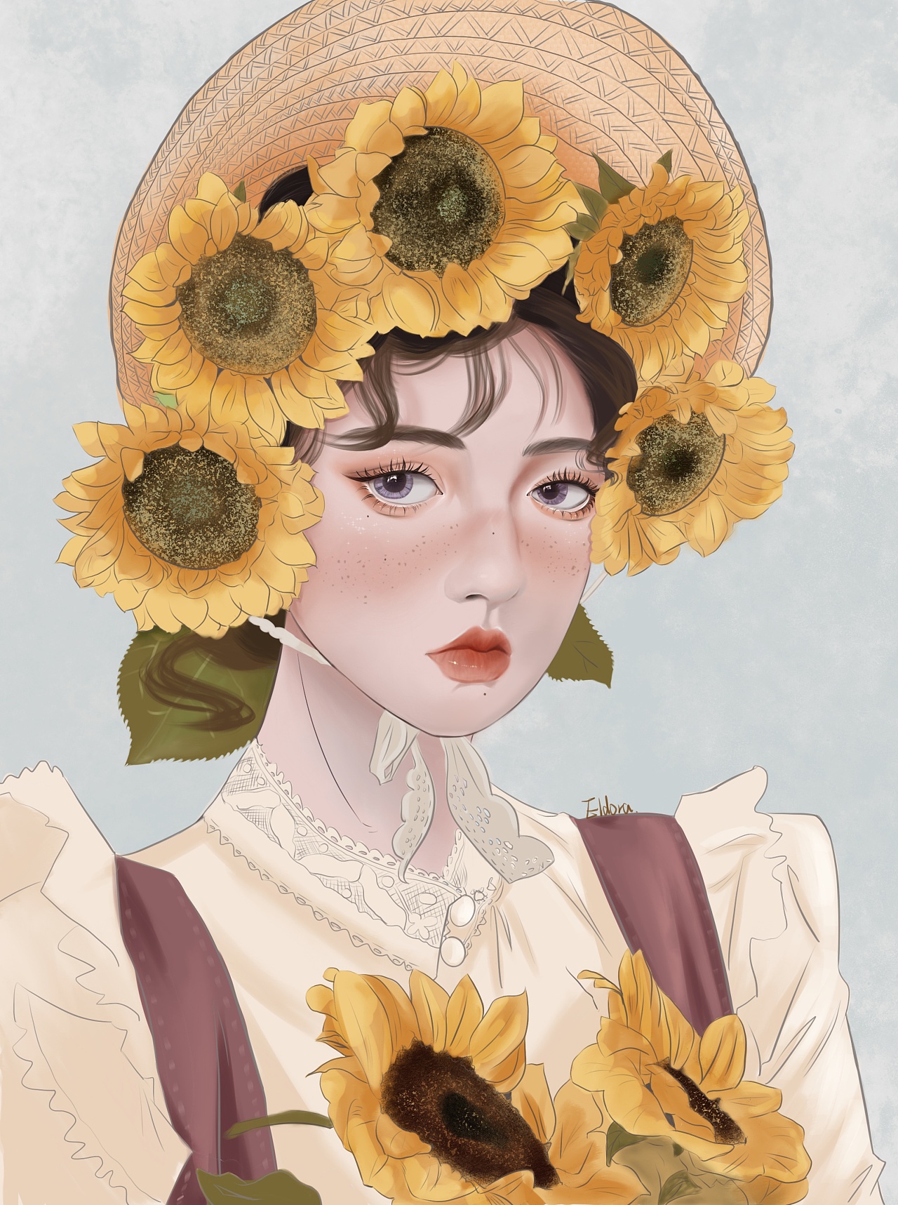 向日葵女孩|纯艺术|绘画|eldorachan - 原创作品 - 站酷 (zcool)