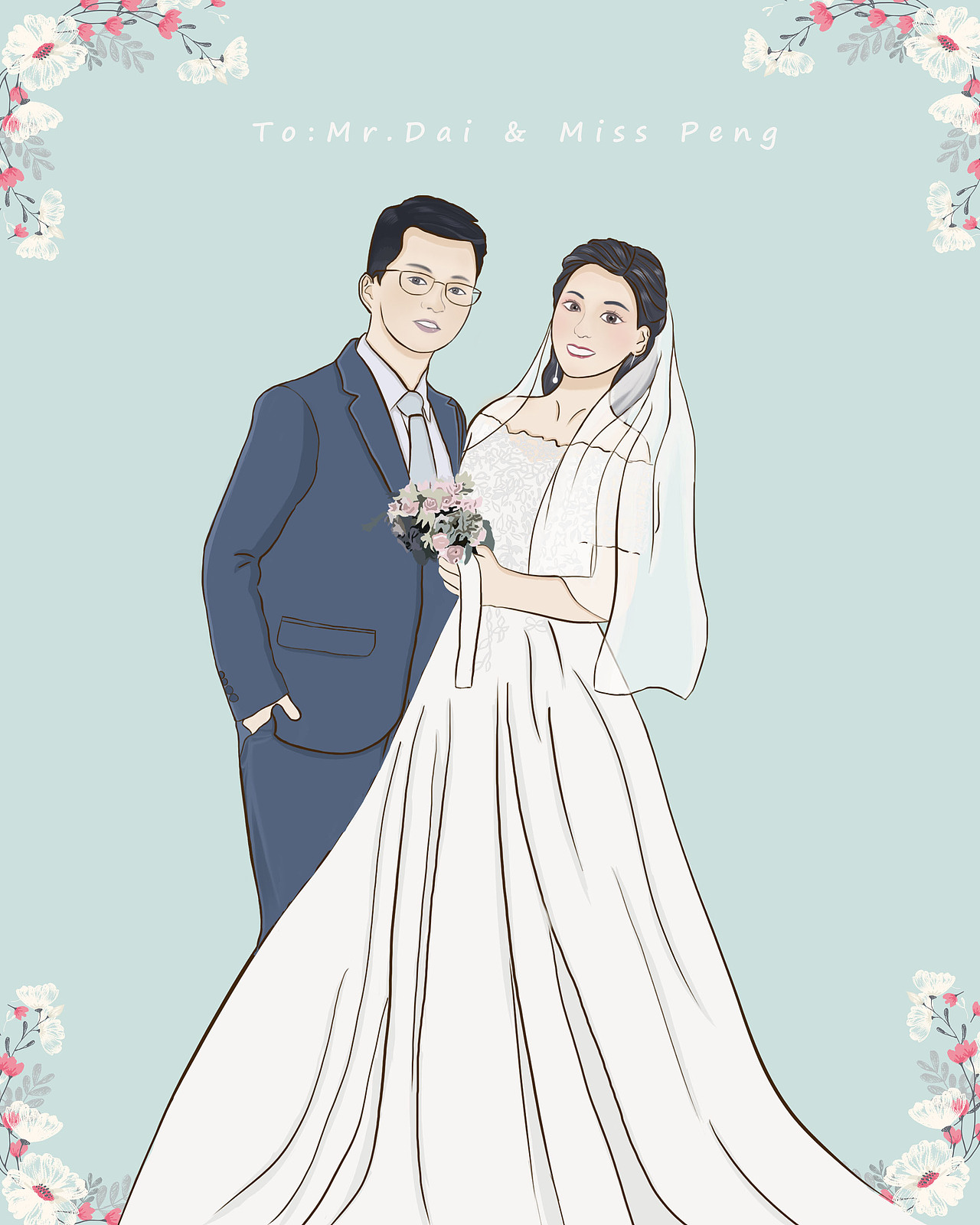 手绘婚纱照