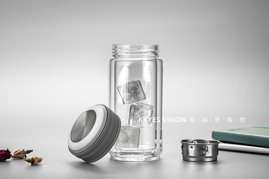 玻璃水杯 保温杯 双层 静物拍摄 产品商业摄影