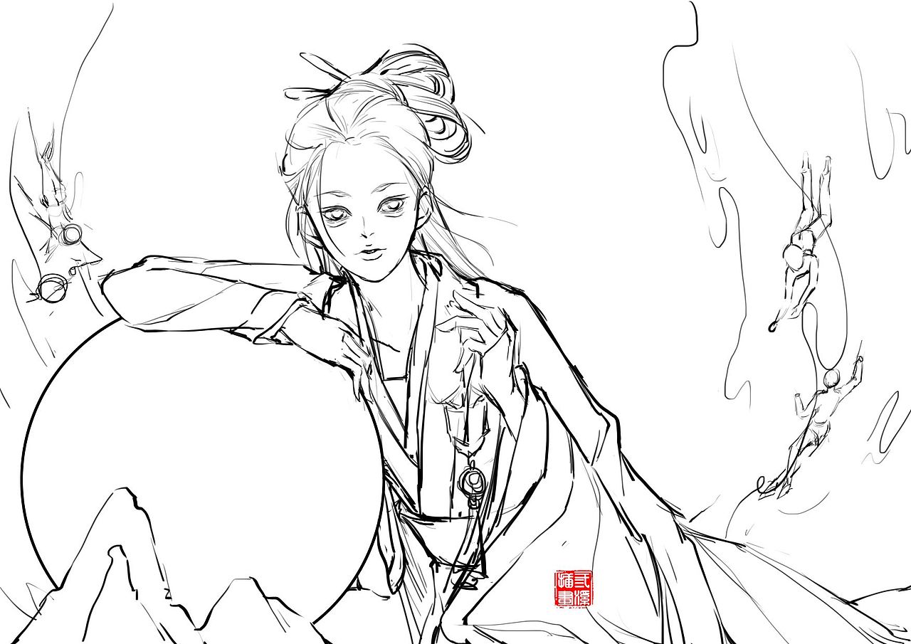 秋风挽月（图ZMzU1NDE5ODU2） - 商业插画 - 站酷设计师三溪原创素材 - 站酷ZCOOL