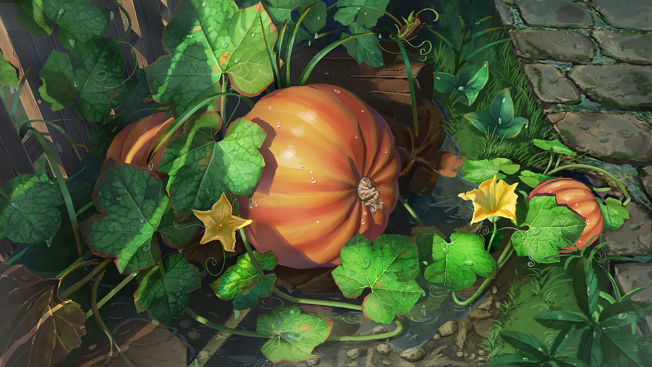 南瓜近景特写|插画|游戏原画|弓长又又ovo - 原创作品 - 站酷 (zcool)