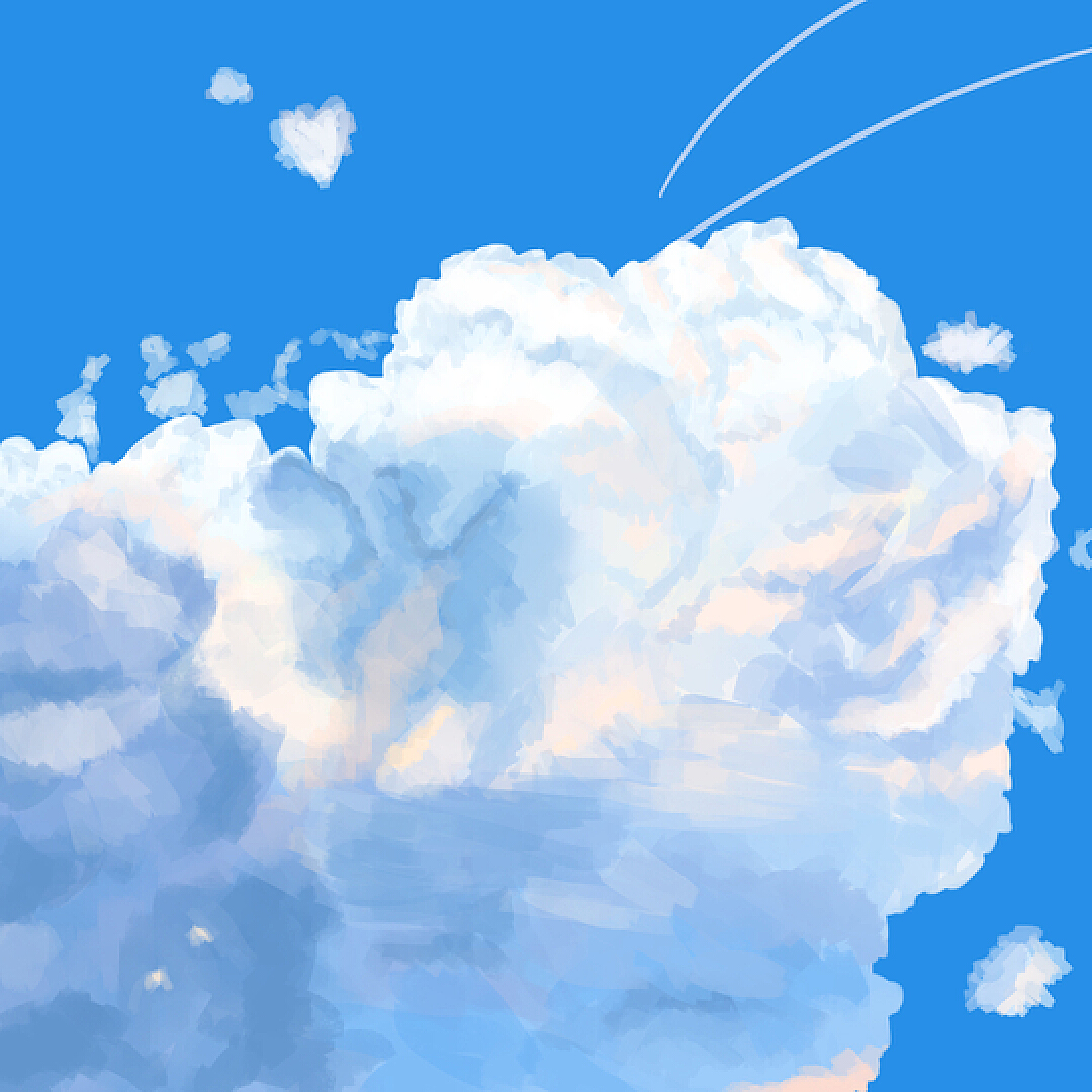 水彩水墨风格蓝天白云手绘素材免费下载 - 觅知网
