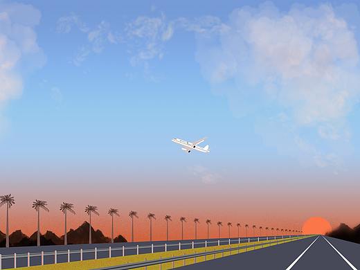 晚霞公路飞机（个人主页-ZNDUwNTMyMjQ=） - 创作习作 - 站酷设计师h毛毛原创素材 - 站酷ZCOOL