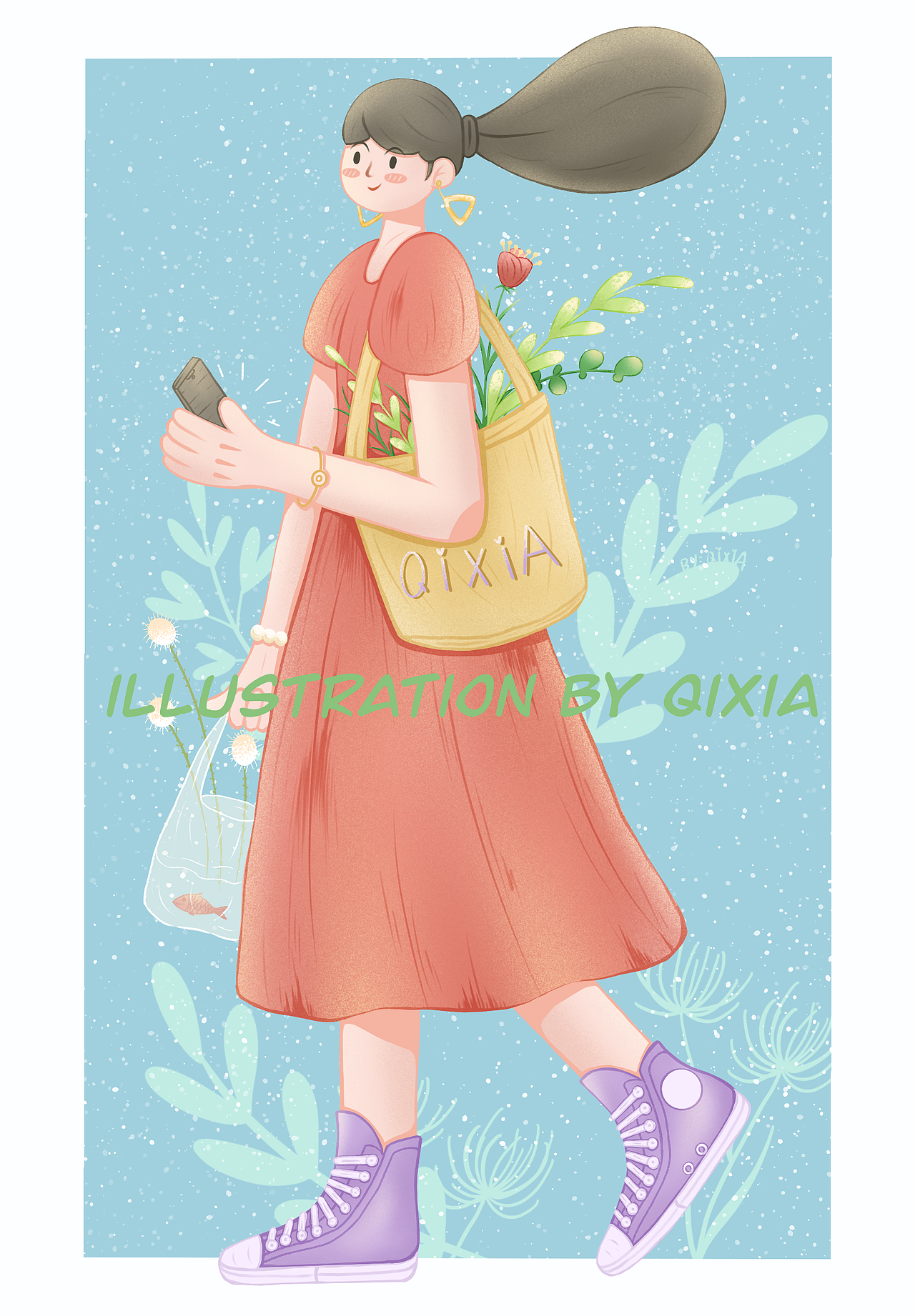 扁平风人物穿搭插画合集