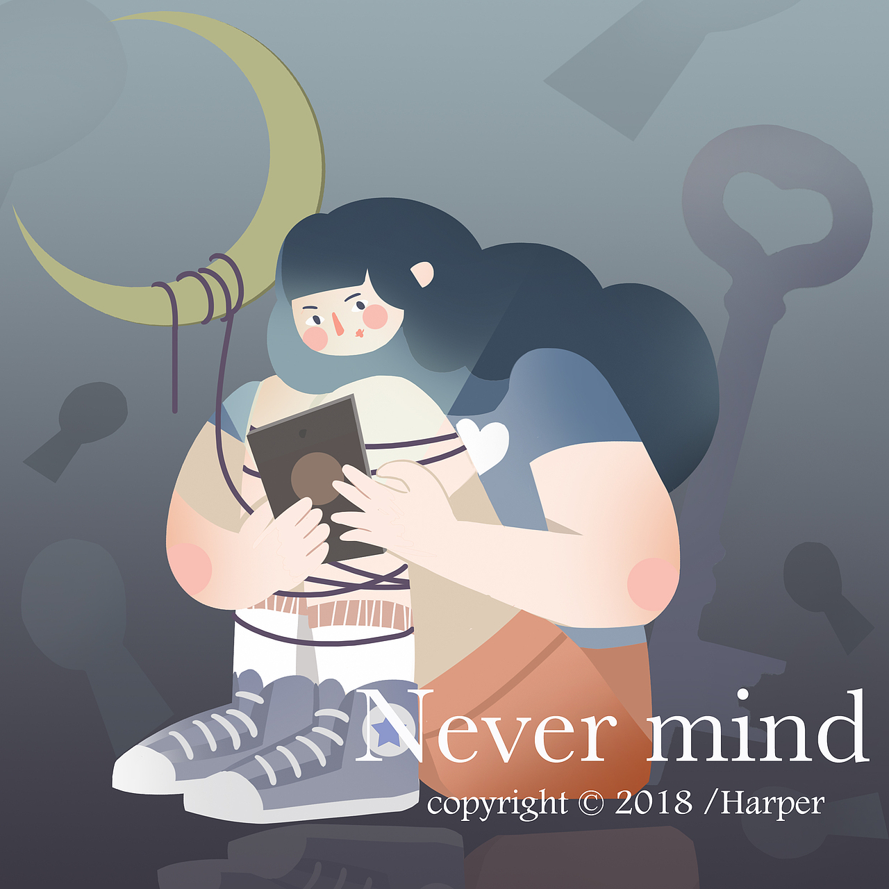 终于听懂每首情歌， 却再也没有可以联系的人（图ZMTM3NTk5MTA4） - 商业插画 - 站酷设计师Harper926原创素材 - 站酷ZCOOL