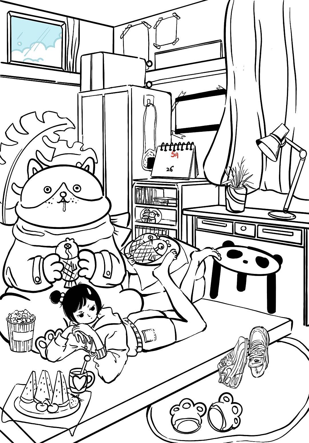 夏天的卧室（图ZMjA5NDUzNjQw） - 创作习作 - 站酷设计师涞梾原创素材 - 站酷ZCOOL