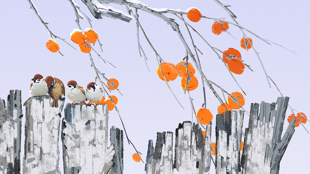 冬日 雀（图ZMjgyMjA5NDU2） - 商业插画 - 站酷设计师山嵬原创素材 - 站酷ZCOOL