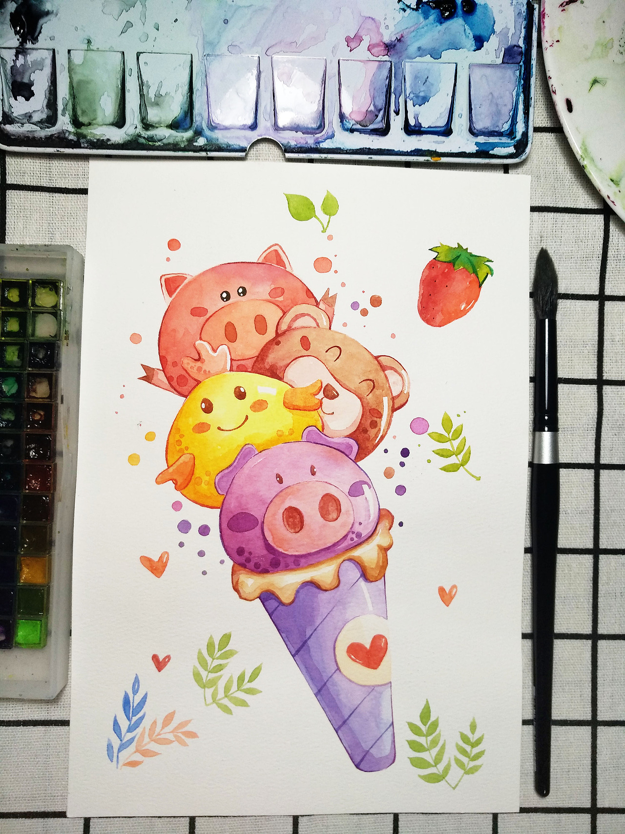 近期的水彩小物